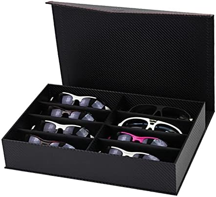 YMXPL 8 Izgaralar Siyah Güneş Gözlüğü Ekran Kutusu Gözlük Depolama Organizatör Erkek Kadın Gözlük Vitrin Takı Depolama Organizatör