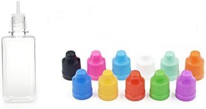 AngelaKerry Lot Boş Şeffaf Plastik Damlalık Şişe Kapaklı eLiquid PET (7 adet 10 ml,Damlalık Kapaklı Mix Renk)