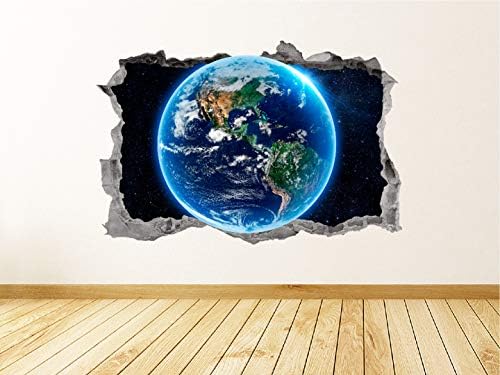 Toprak Duvar Çıkartması Sanat Çökerttiğini 3D Grafik Gezegen Dış Uzay Duvar Sticker Duvar Posteri Çocuk Odası Dekor Hediye UP352