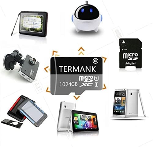 TERMANK Mikro SD SDXC Kart 1 TB Yüksek Hızlı 1024 GB TF Kart Sınıf 10 SD Adaptörü ile Android Akıllı Telefonlar için, PC ve Tabletler