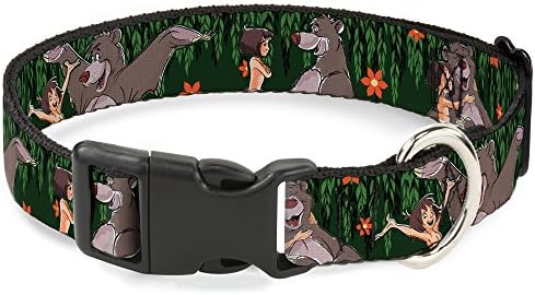 Toka - Aşağı Mowgli & Baloo 3-Pozlar Yapraklar / Çiçekler Yeşiller / Turuncu Disney Ayrılıkçı Plastik Klips Yaka, Dar-Büyük