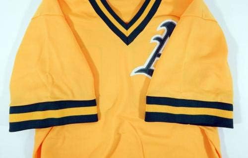 1980'lerin Sonlarında Oakland Atletizm 30 Oyunu Kullanılmış Altın Jersey Vuruş Uygulaması DP04759-Oyun Kullanılmış MLB Formaları