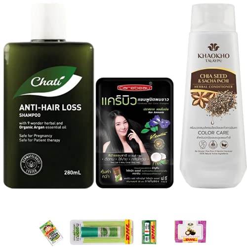 Yeni Set Z-0527 Chati Anti Saç Dökülmesi Şampuanı 280 ml Khaokho Talaypu Kremi Chia Tohumu ve DHL EXPRESS Thaigiftshop Tarafından