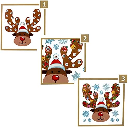 Noel Tatili Sticker Advent Takvim Geri Sayım-Ren Geyiği ile Noel Süsler Odası Duvar Sanat Dekorasyon Aktivite