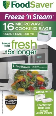FoodSaver 1-Quart Freeze 'n Buharlı Mikrodalgada Tek Pişirme Torbaları, 16 Sayım, Temizle