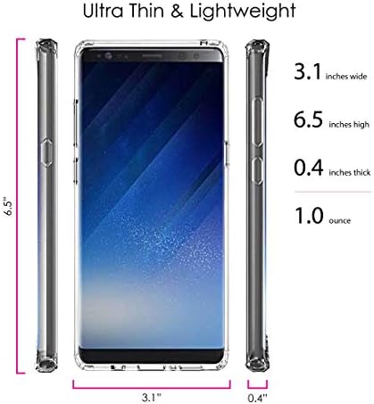 Distinctİnk Temizle Darbeye Hibrid Vaka Samsung Galaxy Not 8 (6.3 Ekran) - TPU Tampon, Akrilik Geri, Temperli Cam Ekran Koruyucu-Hemşireler