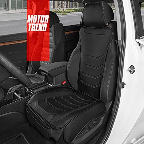 Motor Trend LuxeFit Ön Koltuklar için Siyah Suni Deri Araba Koltuğu Kapağı, 1 Adet – Evrensel Fit Koltuk Koruyucuları, Premium