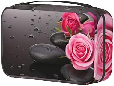 Spa Taş Ve Gül Çiçek makyaj çantası Asılı Çok Fonksiyonlu Kozmetik Durumda Taşınabilir Makyaj Çantası Kanca Asılı Seyahat makyaj