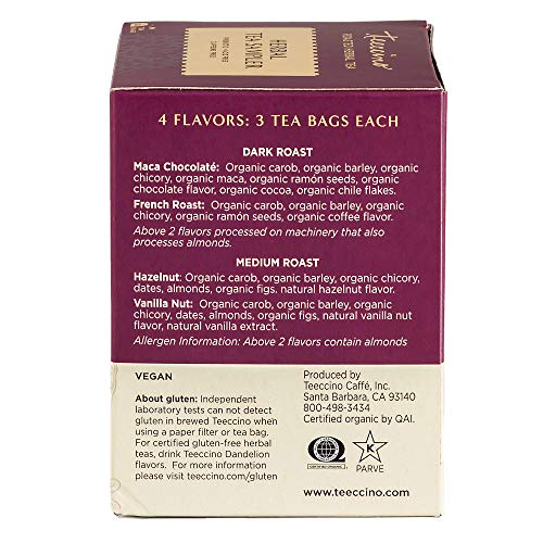 Teeccino Bitkisel Çay Örnekleyici Variety Pack-Doğal Bir Enerji Artışı için Kafeinsiz ve Prebiyotik olan 16 Zengin ve Kavrulmuş