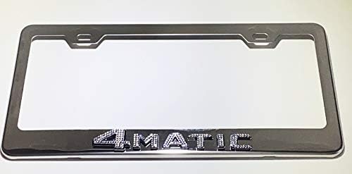 3D Yükseltilmiş Kristal Bling 4 MATİC Plaka Etiketi Çerçeve Kapak Tutucu Mercedes-Benz için (1x Gümüş)