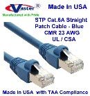 ABD'de Üretilen Süper Kablo-60 Ft-STP Cat6a Ethernet Yama Kablosu-23 AWG-UL CMR-Mavi