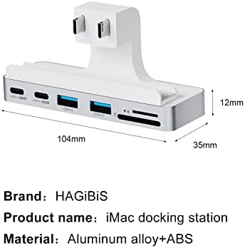 4K@60Hz HDMI özellikli Hagibis iMac Hub, USB C 3.1, USB 3.0 Bağlantı Noktaları ve SD / Micro SD Kart Okuyucu, 2021 iMac 24 inç