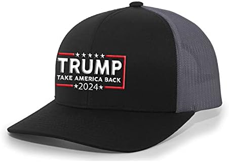 Trenz Gömlek Şirketi Trump 2024 Amerika'yı Geri Al Cumhuriyetçi Muhafazakar Mesh Geri Kamyon Şoförü Şapkası-Siyah / Kömür