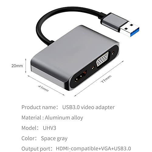 1 adet 0.2 m USB 3.0 HDMI Uyumlu VGA Adaptörü 4 K HD Çoklu Ekran 2in1 USB HDMI Uyumlu Dönüştürücü için Uygun Windows 7/8/10 IŞLETIM