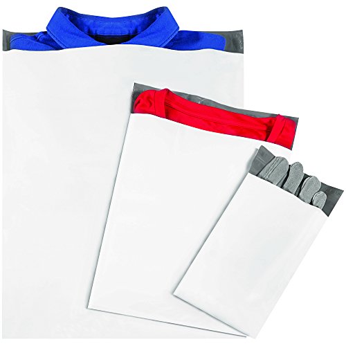 Poly Mailer Zarflar, 6 x 9, Beyaz, Yırtılma Şeritli Kendinden Contalı, Su Geçirmez ve Delinmeye Karşı Dayanıklı, Paketleme, Postalama