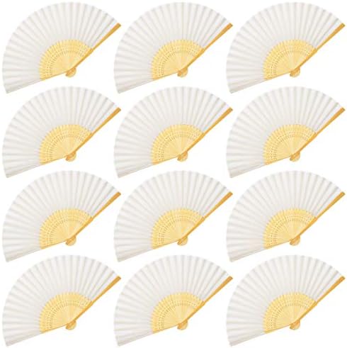OMyTea Katlanır El Düzenlenen Fanlar Kadınlar için - 12 adet Çin Japon El Ipek Bambu Fanlar-Düğün Misafirler için, DIY Dekorasyon,