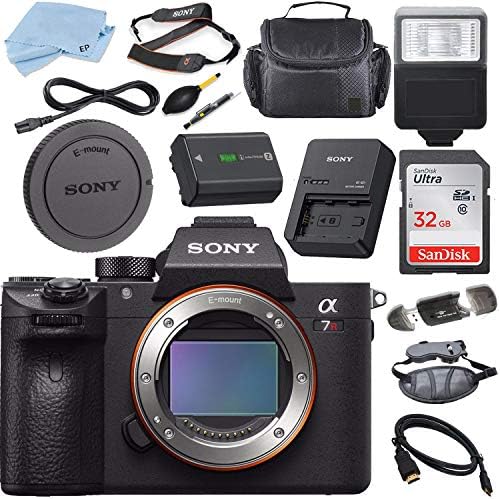 Sony a7R III 42.4 MP Tam Çerçeve Aynasız Değiştirilebilir Lens Kamera ( Vücut Sadece) + Köle Flaş + 32 GB Bellek + Deluxe Çanta