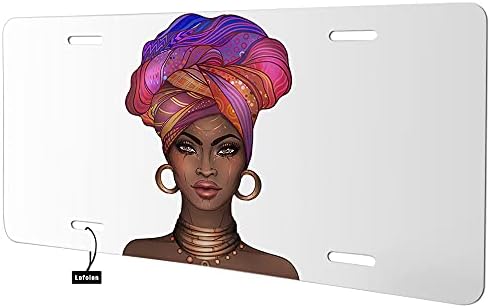 Lefolen Ön Plaka Kapakları Afro-Amerikan Kız, Pretty Siyah Kadın Parlak Dudaklar ve Türban Portre Oto Araba Etiketi Vanity Tabaklar