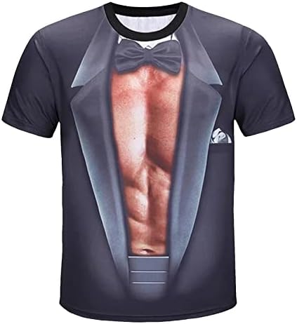 Kısa Kollu T-Shirt Erkekler 3D Karın Kas Baskı Gömlek-Moda Spor Komik Yaratıcı Grafik Tees Bluz Tops