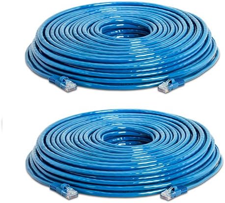 Cat5e Ethernet Kablosu - 150 ft Mavi-Altın Kaplama Kontaklar Erkek-Erkek Yama Kablosu (2 Paket)