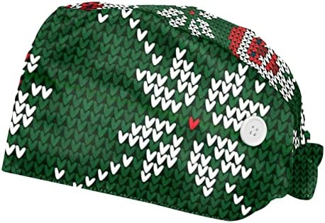 Yeşil Merry Christmas Çalışma Kap Düğmeleri ve Ter Bandı ile Ayarlanabilir Kravat Geri Kabarık Şapka Kadın Erkek için