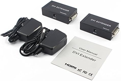 Extensor de DVI, DVI a RJ45 Extensor de amplificador 1080P sin pérdida de 1080P Compatible con 1080P (Hasta 60M, transmisor +