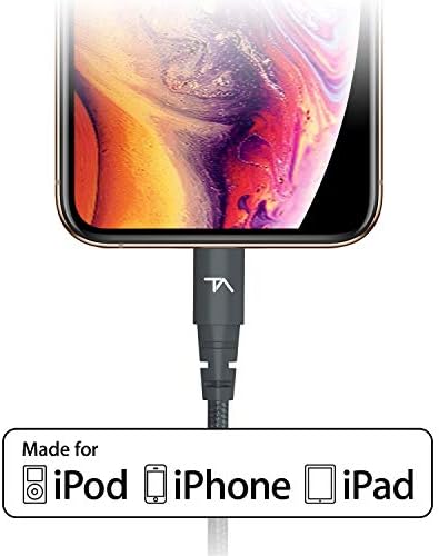 Tech Armor Apple MFi Sertifikalı Lightning-USB Senkronizasyon/Şarj Kablosu iPhone veya iPad ile uyumlu, Kevlar ile Üretilmiş,