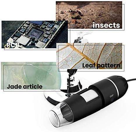 Kaılıweı USB Mikroskop 40x to1000x Büyütme Endoskop Cilt Testi Mini Kamera OTG Adaptörü ve Metal Standı ile, Mac Pencere Android