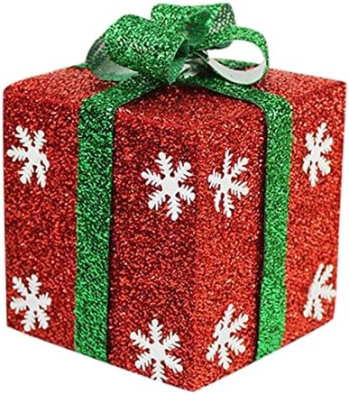 Ketnmfex Hediye Kutuları Kapalı Açık Noel Süslemeleri için Noel Ağacı Sundurma Ev Kutusu (Kırmızı, 1 adet)
