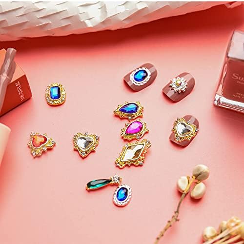 bigboxbox Tırnak Charms, 100 adet 3D Tırnak Rhinestones Taşlar Tırnak Jewels Kristaller Diamonds, altın Tırnak Charms Nail Art