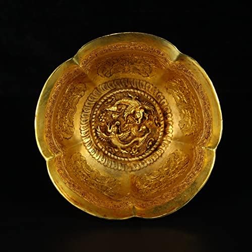 LAOJUNLU Eski Koleksiyonu Eski Yaldız-Bronz El-Oyma Kuş ve Çiçek Kase Antik Bronz Masterpiece Koleksiyonu Yalnız Çin Geleneksel