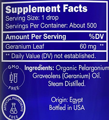 Zongle USDA Sertifikalı Organik Sardunya Esansiyel Yağı, Yutulması Güvenli, Pelargonium Graveolens, 1 OZ