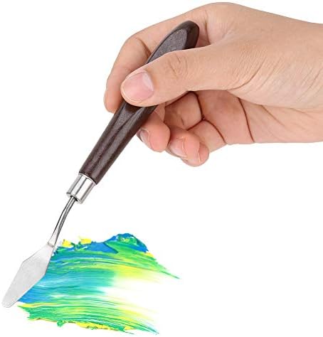 Adsire Pürüzsüz Paslanmaz Çelik Ahşap Saplı Pigment Spatula, 5 adet palet Bıçağı, pigment Aracı Boya Yağlıboya Resim Boyama Aracı