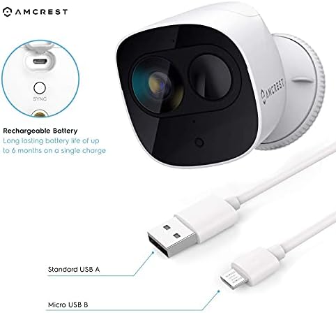 Amcrest Pil Ev Güvenlik Kamera Sistemi Kablosuz Açık 1080 P, 6 Ay şarj edilebilir Pil, Gece Görüş, Kapalı / Açık IP65 Hava, 2-Way