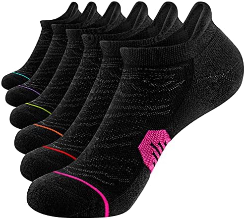 Fitrell 6 Paket Kadın Ayak Bileği Koşu Çorapları, Sekmeli Düşük Kesim Atletik Çoraplar