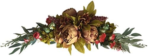 Yapay Şakayık Çiçek Swag, 24 İnç Dekoratif Swag ile Sahte Güller ve Yeşil Yapraklar için Ev Odası Bahçe Lento Düğün Kemer Ön