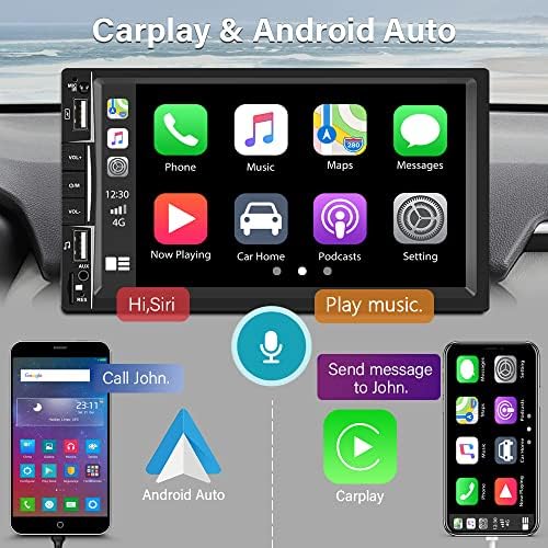 Apple CarPlay Android Auto ile Ses Sistemleri Araç Multimedya Oynatıcı - 7 İnç LCD Kapasitif Dokunmatik Ekran, Çift Din Araba