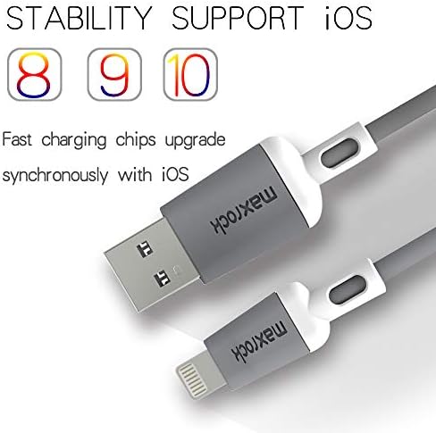 Maxrock Yıldırım Kablosu, Apple MFi Sertifikalı, Yıldırım USB kablosu için iPhone Xs/XS Max/XR/X / 8 / 8 Artı / 7 / 7 Artı, iPod