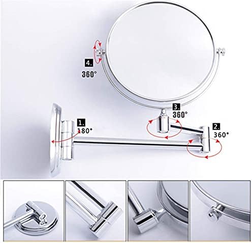 Nhlzj Temiz ve Parlak 3X Büyütme Makyaj Aynası Uzatılabilir 360 Rotasyon, Yuvarlak Banyo Aynası Tıraş Aynası Kozmetik Makyaj