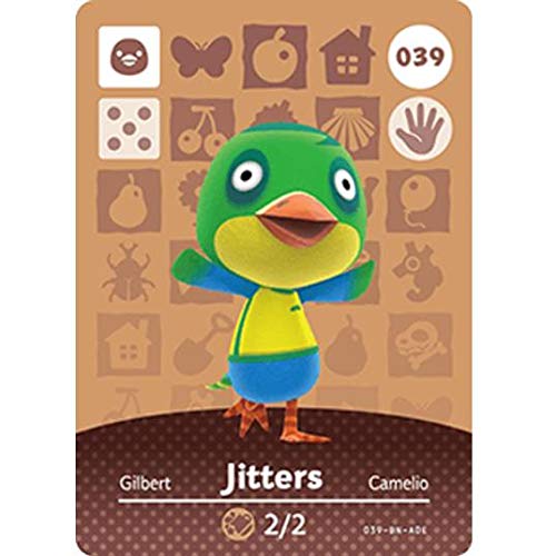 BestTom No. 039 Jitters ACNH Hayvan Köylü Kartı Fan Yapımı.Switch / Switch Lite / Wii U için Üçüncü Taraf NFC Kart Banka Kartı