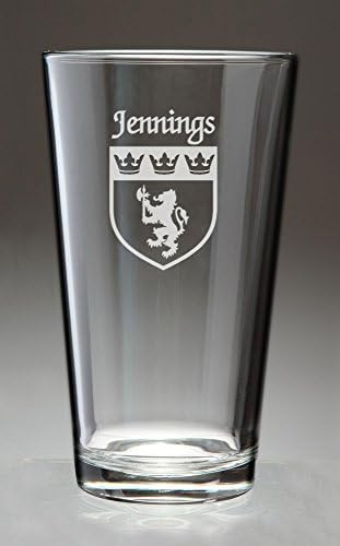 Jennings Irish Coat of Arms Bira Bardağı-4'lü Set (Kumla Kazınmış)