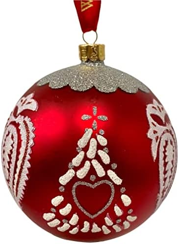Waterford Tatil Yadigarı Kırmızı ve Beyaz Tatil Ağacı topu Cam Noel Süsleme