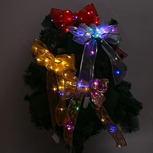 Btıcx LED Noel şerit yaylar-Parlayan Noel Şeffaf Yay asılı kolye ışık Up yay asılı süsler Dize Lamba Noel Ağacı ve Bahçe için,