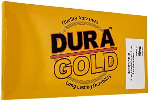 Dura-Gold Premium 6 Altın Zımpara Diskleri-180 Grit (50 Kutu) - DA Zımparalar için 17 Delikli Desen Tozsuz Kanca ve Halka Destekli