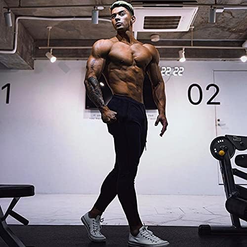 Bir WATERWANG erkek Slim Fit Joggers Pantolon Atletik Egzersiz Konik Sweatpants Koşu Pantolon ile Cepler