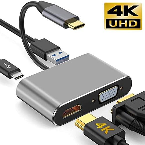 Çok fonksiyonlu, Uzatma, Yüksek Hızlı USB C HDMI VGA 4 K Adaptörü 4-in-1 Tipi C Adaptörü Hub HDMI VGA USB 3.0 Dijital AV Multiport