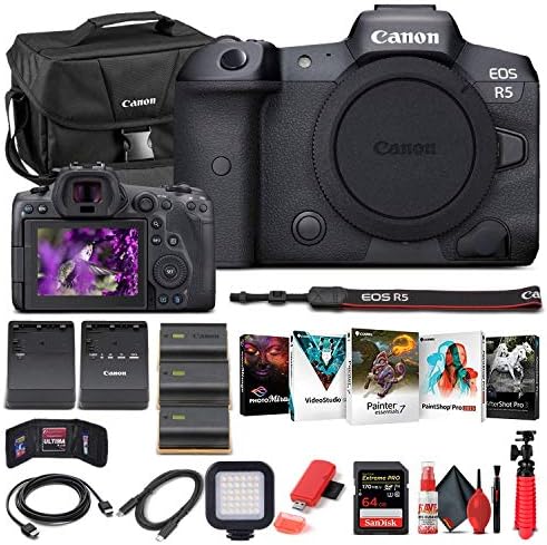Canon EOS R5 Aynasız Dijital Fotoğraf Makinesi (Sadece Gövde) (4147C002) + 64GB Hafıza Kartı + Kılıf + Corel Fotoğraf Yazılımı