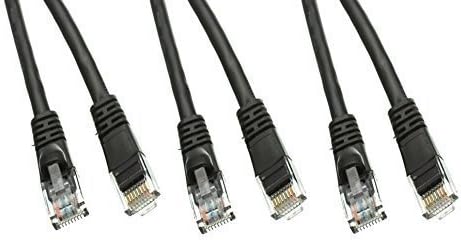 3 Paket Cat5e Siyah Ethernet Patch Kablo, Snagless / Kalıplı Çizme, 2 Ayaklar