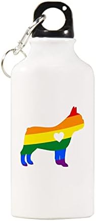 LGBT Bulldog Pride Hafif Alüminyum Spor Su Şişesi BPA Ücretsiz Anahtarlık ve Vidalı Kapaklı 400ml