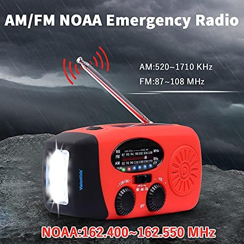 SFN Acil Radyo, hava Radyo El Krank Radyo 2000 mAh Acil El Krank Radyo Güneş AM / FM NOAA Hava Radyo ile Pil Yedekleme Cep Telefonu